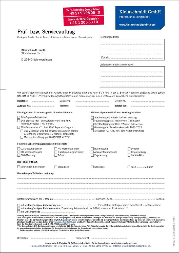 Abholauftrag Dichheitsprüfgerät Ress DP 5, DP 200 / Wöhler DP94,  DP 600 zum Prüfservice