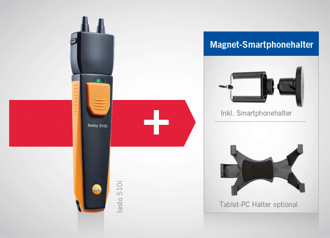 testo 510i Differenzdruckmessgerät inkl. Magnet-Smartphonehalter